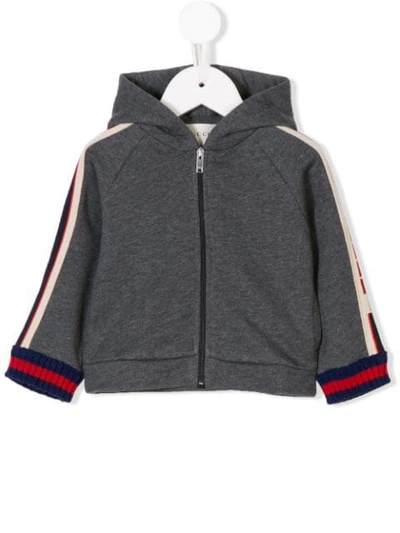 Gucci Babies' Contrasting Panels Hooded Jacket In Grey