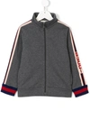 Gucci Kids' Logo Stripe Sweatshirt In Grey