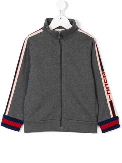 Gucci Kids' Logo Stripe Sweatshirt In Grey