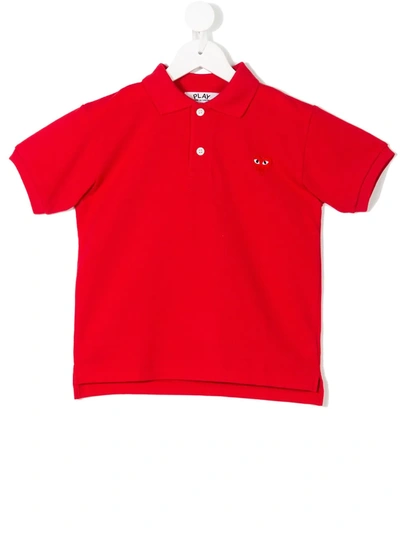 Comme Des Garçons Kids' Heart Polo Shirt In Red