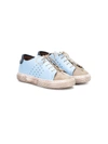 Pèpè Kids' Colour Panel Lace-up Sneakers In Blue