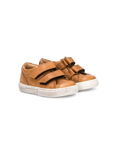 Pèpè Kids' Touch-straps Low Top Sneakers In Brown