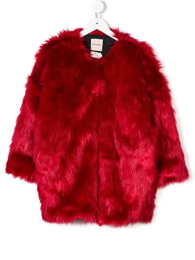 Andorine Kids' Oversized Faux Fur Coat In Red