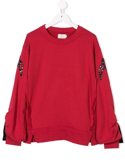 Andorine Kids' Embroidered Sweatshirt In Red