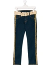 Andorine Kids' Belted Jeans In Blue
