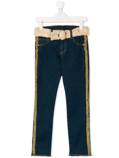 Andorine Kids' Belted Jeans In Blue
