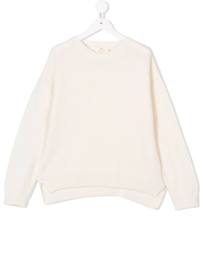 Andorine Kids' Ribbed Knit Sweater In White