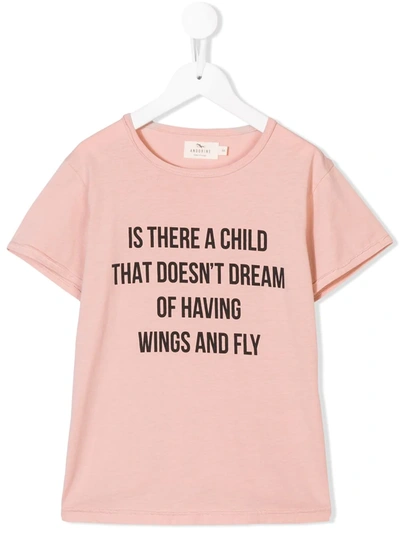 Andorine Kids' Is There A Child Printed T-shirt In Pink