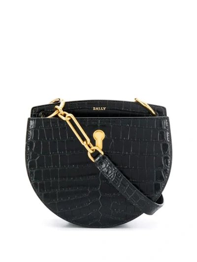 Bally Cecyle Small Croc-embossed Leather Crossbody In Black
