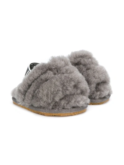 Ugg Babies' Faux Fur Slippers In Grey