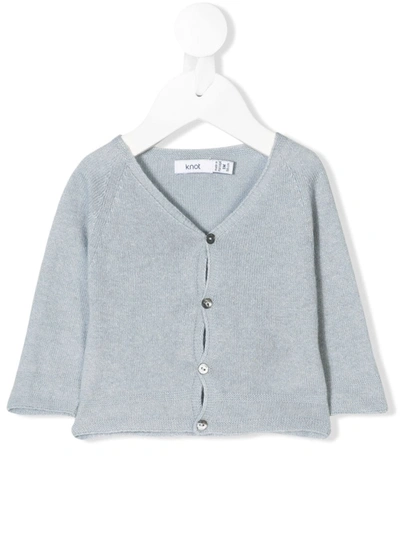 Knot Babies' Raglan Sleeve Basic Cardigan In Blue