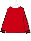 Gucci Kids' Logo Sleeve Sweatshirt In Red