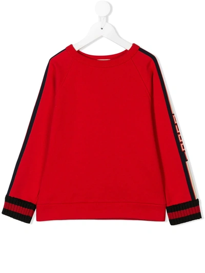 Gucci Kids' Logo Sleeve Sweatshirt In Red