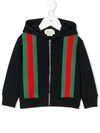 Gucci Babies' Web Stripe Hoodie In Blue