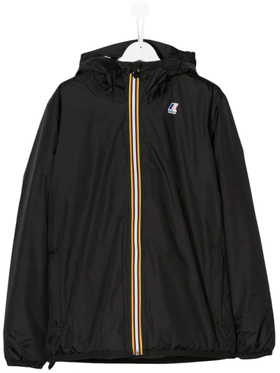 K-way Teen Logo Zipped Hoodie In Black