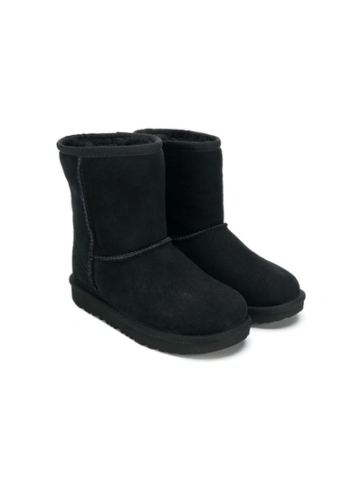 Ugg Kids' Fur Lined Boots In Black