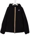 K-way Teen Logo-patch Zip-up Hooded Jacket In Black