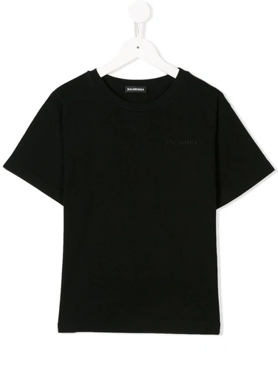 Balenciaga Little Kid's & Kid's Logo T-shirt In Washed Black