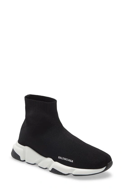 Balenciaga Kids' Speed Knit Slip-on Sneakers In Black