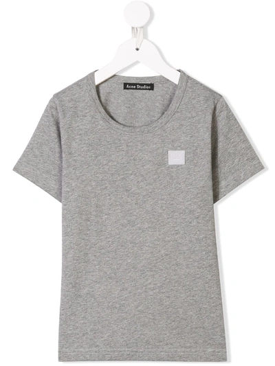 Acne Studios Kids' Nash Face Logo T-shirt (3-10 Years) In Grey