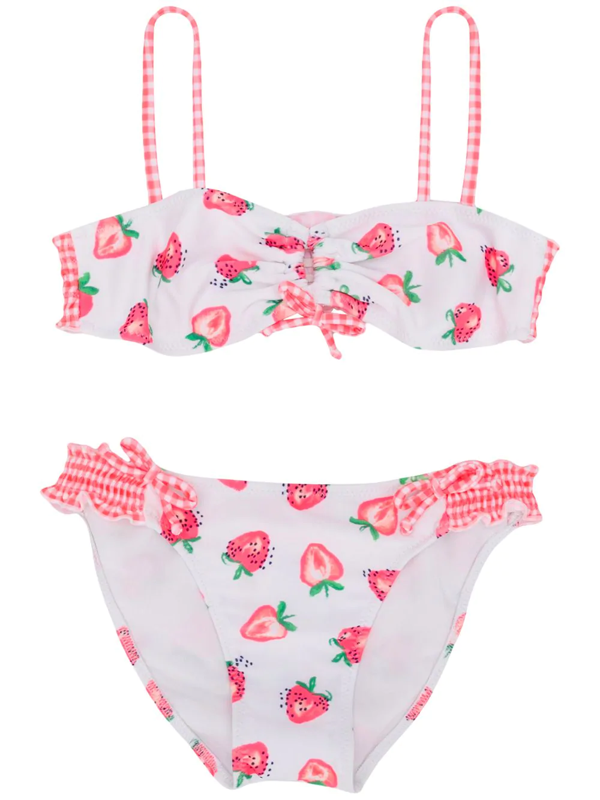 Sunuva Kids' Strawberry Print Bikini In White | ModeSens