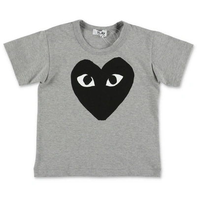 Comme Des Garçons Kids' Large Heart Motif Cotton T-shirt 2-6 Years In Grey