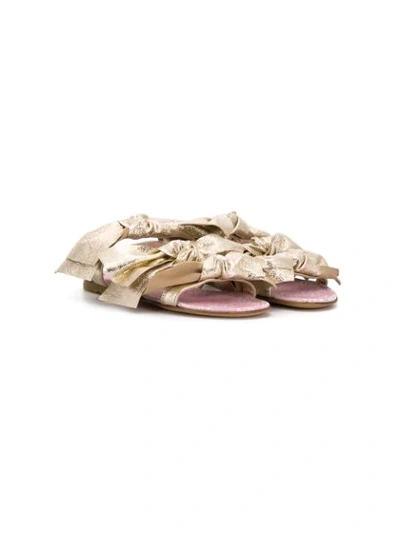 Simonetta Kids' Bow Open-toe Sandals In Gold