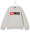 Diesel Kids' Logo Print Hoodie In Grey