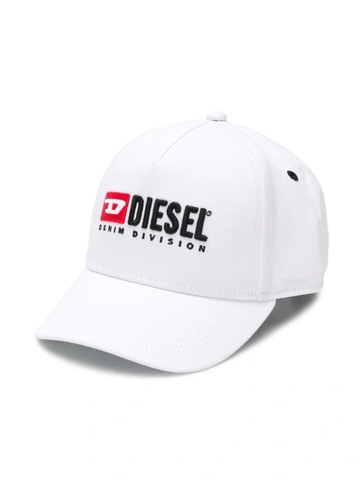 Diesel Kids' Logo Embroidered Cap In White