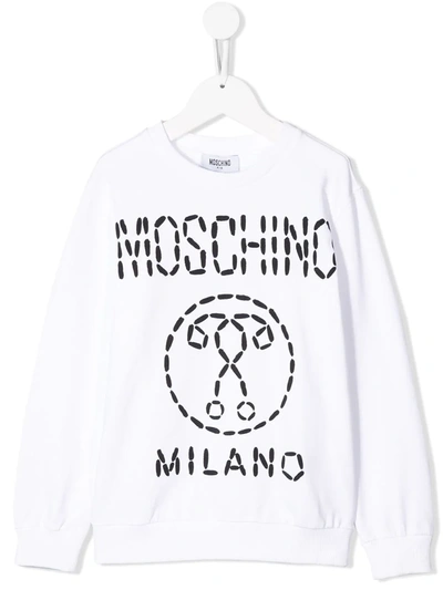 Moschino Kids' Logo Printed Sweatshirt In White