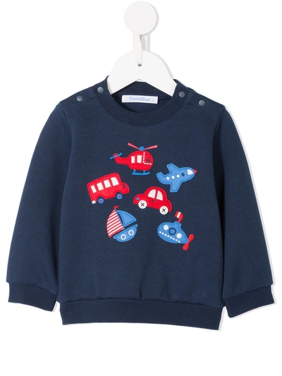 Familiar Babies' Helicopter Printed Sweatshirt In Blue