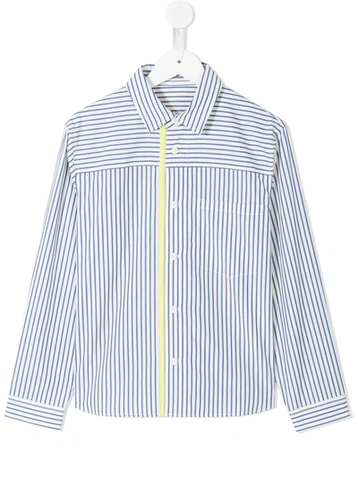 Familiar Kids' Striped Contrast Band Shirt In Blue