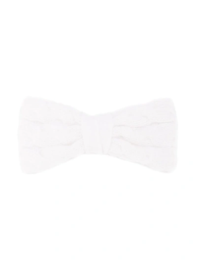 Familiar Kids' Cable Knit Bow Tie In White