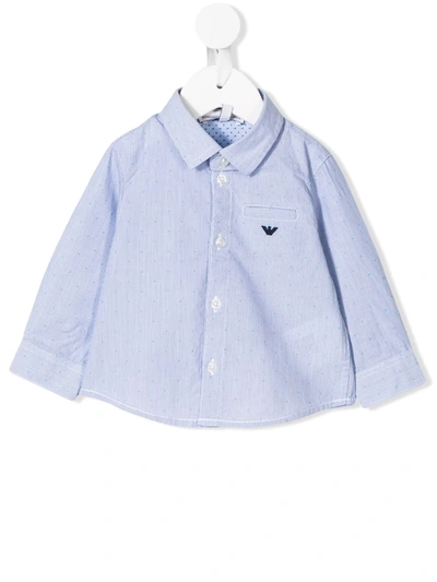 Emporio Armani Babies' Dotted Striped Shirt In Blue