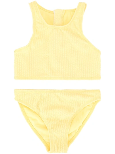 Duskii Girl Kids' Amelie Zip Bikini Set In Yellow