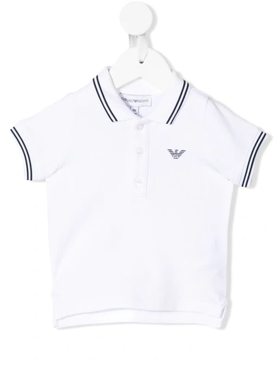 Emporio Armani Babies' Eagle Logo Polo Shirt (6-36 Months) In White