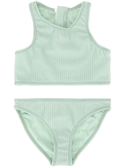 Duskii Girl Kids' Aya Zip Bikini Set In Green