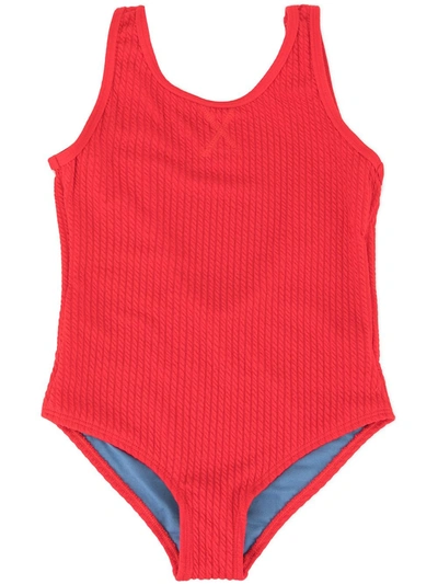 Duskii Girl Kids' Yara Textured Swimsuit In Red