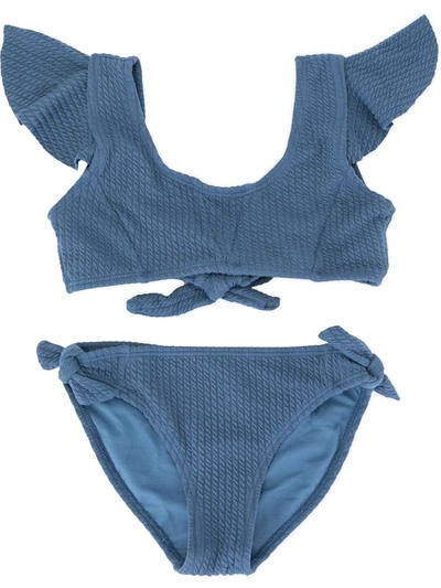 Duskii Girl Kids' Zoe Ruffle Bikini Set In Blue
