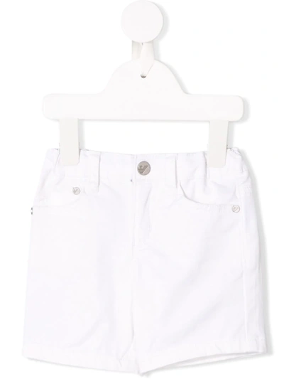 Emporio Armani Kids' Stretch Denim Shorts In White