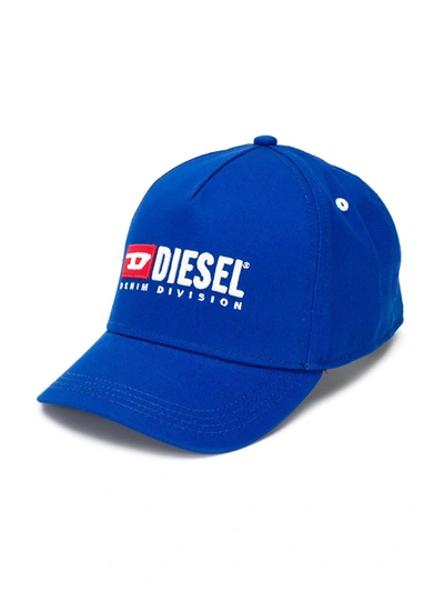 Diesel Kids' Blue Denim Division Logo Baseball Cap