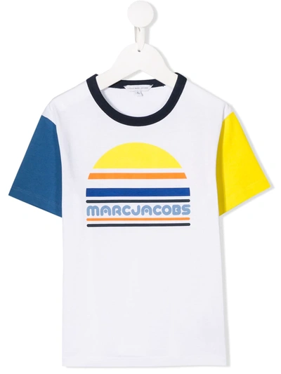 Little Marc Jacobs Kids' Colour-block Logo T-shirt In White
