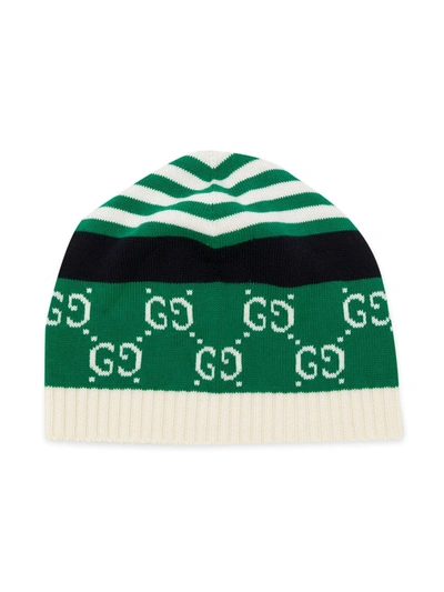 Gucci Kids' Ghost Beanie In Green