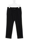 Emporio Armani Kids' Embroidered-logo Four-pocket Straight Trousers In Blue