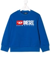 Diesel Kids' Logo Embroidered Sweatshirt In Blue