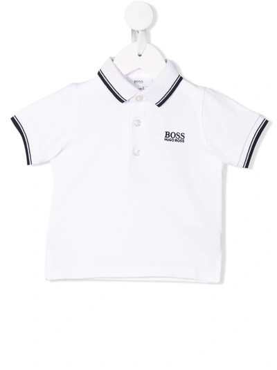 Hugo Boss Babies' Striped Trim Polo Shirt In White | ModeSens
