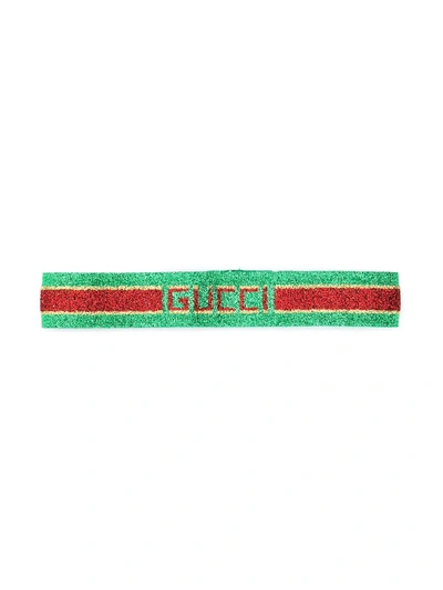 Gucci Kids' Logo Colour-block Headband In Green