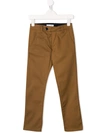 Paolo Pecora Kids' Straight-leg Chino Trousers In Brown