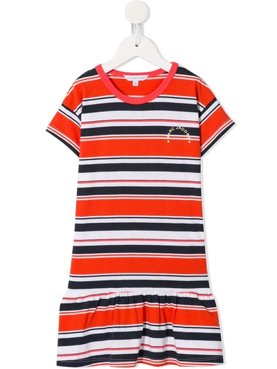 Little Marc Jacobs Kids' Striped Logo T-shirt In White