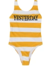 Alberta Ferretti Kids' Striped Swimsuit In Yellow